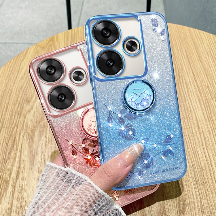 For Xiaomi Redmi Turbo 3 Gradient Glitter Immortal Flower Ring All-inclusive Phone Case(Blue) - Xiaomi Cases by PMC TechLife | Online Shopping South Africa | PMC TechLife | Buy Now Pay Later Mobicred