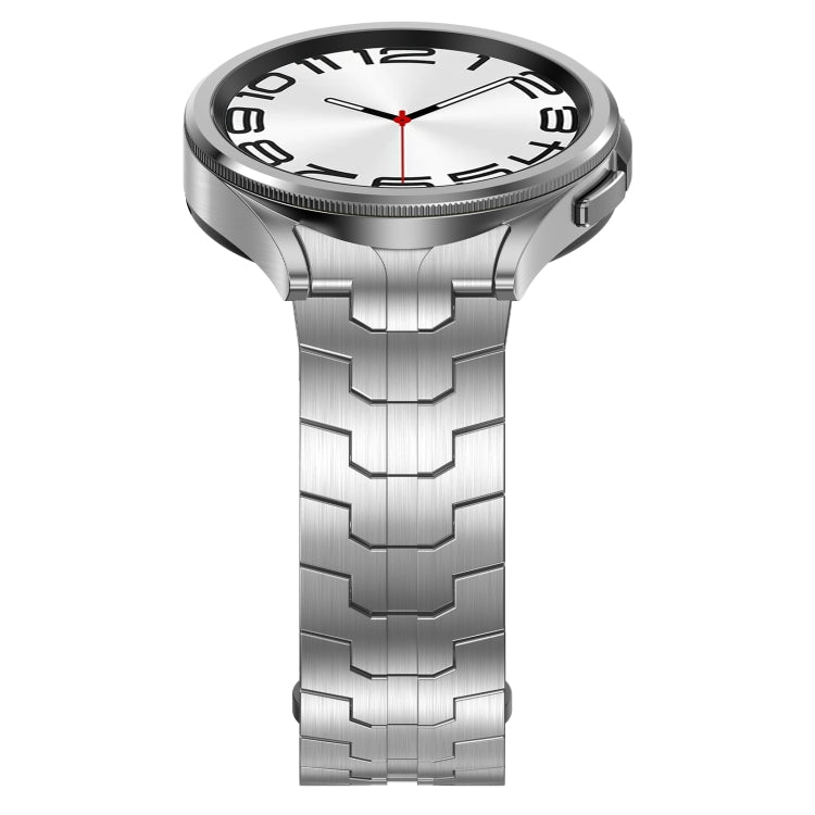 For Samsung Galaxy Watch6 Classic 43 / 47mm Lron Man Curved Connection Stainless Steel Watch Band(Silver) - Watch Bands by PMC TechLife | Online Shopping South Africa | PMC TechLife