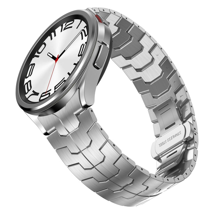 For Samsung Galaxy Watch 5 40 / 44mm Lron Man Curved Connection Stainless Steel Watch Band(Silver) - Watch Bands by PMC TechLife | Online Shopping South Africa | PMC TechLife