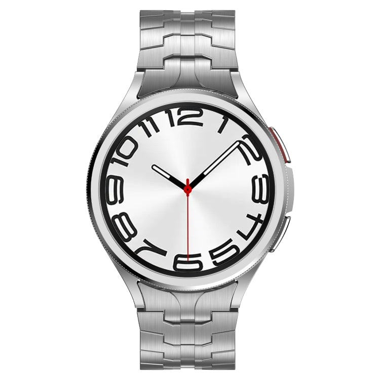 For Samsung Galaxy Watch 5 40 / 44mm Lron Man Curved Connection Stainless Steel Watch Band(Silver) - Watch Bands by PMC TechLife | Online Shopping South Africa | PMC TechLife
