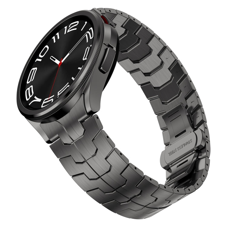 For Samsung Galaxy Watch 4 Classic 42 / 46mm Lron Man Curved Connection Stainless Steel Watch Band(Gray) - Watch Bands by PMC TechLife | Online Shopping South Africa | PMC TechLife