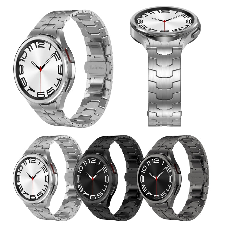 For Samsung Galaxy Watch 4 40 / 44mm Lron Man Curved Connection Stainless Steel Watch Band(Silver) - Watch Bands by PMC TechLife | Online Shopping South Africa | PMC TechLife