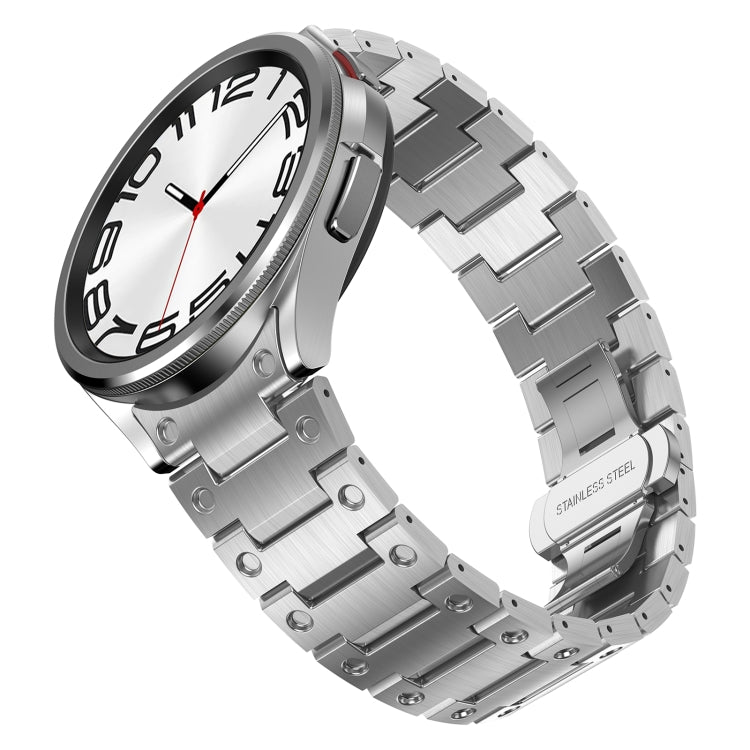 For Samsung Galaxy Watch 6 40 / 44mm Dual Circle Curved Connection Stainless Steel Watch Band(Silver) - free shipping - PMC TechLife - Order now!
