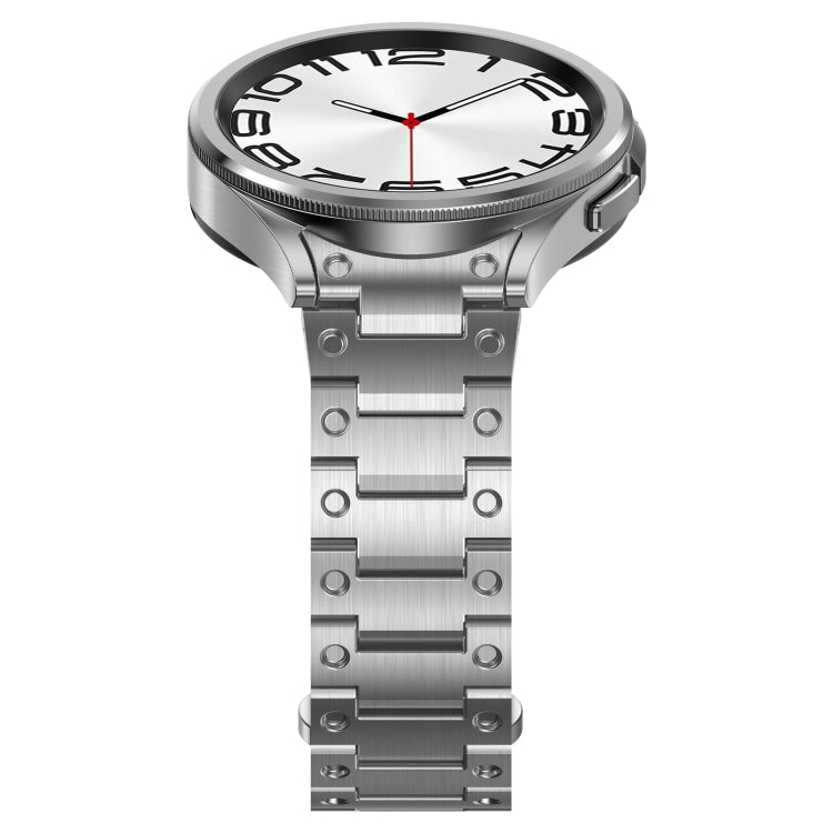 For Samsung Galaxy Watch 6 40 / 44mm Dual Circle Curved Connection Stainless Steel Watch Band(Silver) - free shipping - PMC TechLife - Order now!