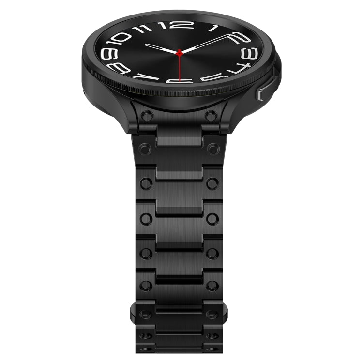 For Samsung Galaxy Watch 6 40 / 44mm Dual Circle Curved Connection Stainless Steel Watch Band(Black) - Watch Bands by PMC TechLife | Online Shopping South Africa | PMC TechLife