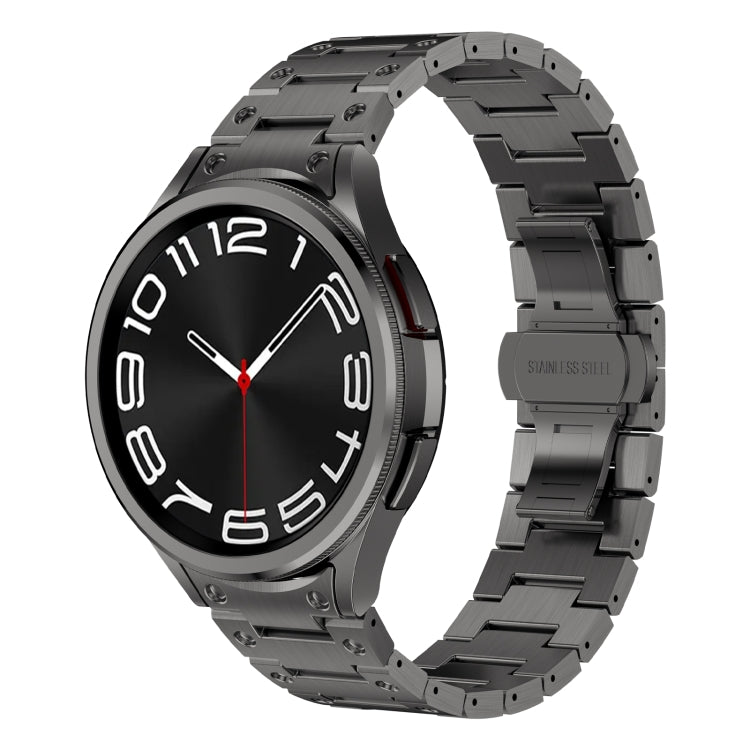For Samsung Galaxy Watch 5 40 / 44mm Dual Circle Curved Connection Stainless Steel Watch Band(Gray) - Watch Bands by PMC TechLife | Online Shopping South Africa | PMC TechLife