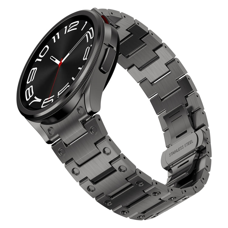 For Samsung Galaxy Watch 5 40 / 44mm Dual Circle Curved Connection Stainless Steel Watch Band(Gray) - Watch Bands by PMC TechLife | Online Shopping South Africa | PMC TechLife