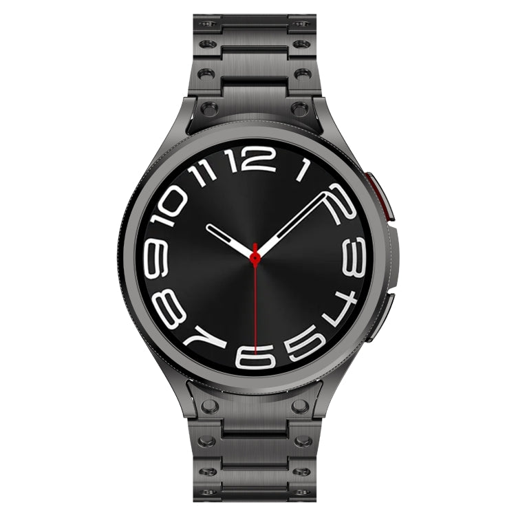 For Samsung Galaxy Watch 5 40 / 44mm Dual Circle Curved Connection Stainless Steel Watch Band(Gray) - Watch Bands by PMC TechLife | Online Shopping South Africa | PMC TechLife