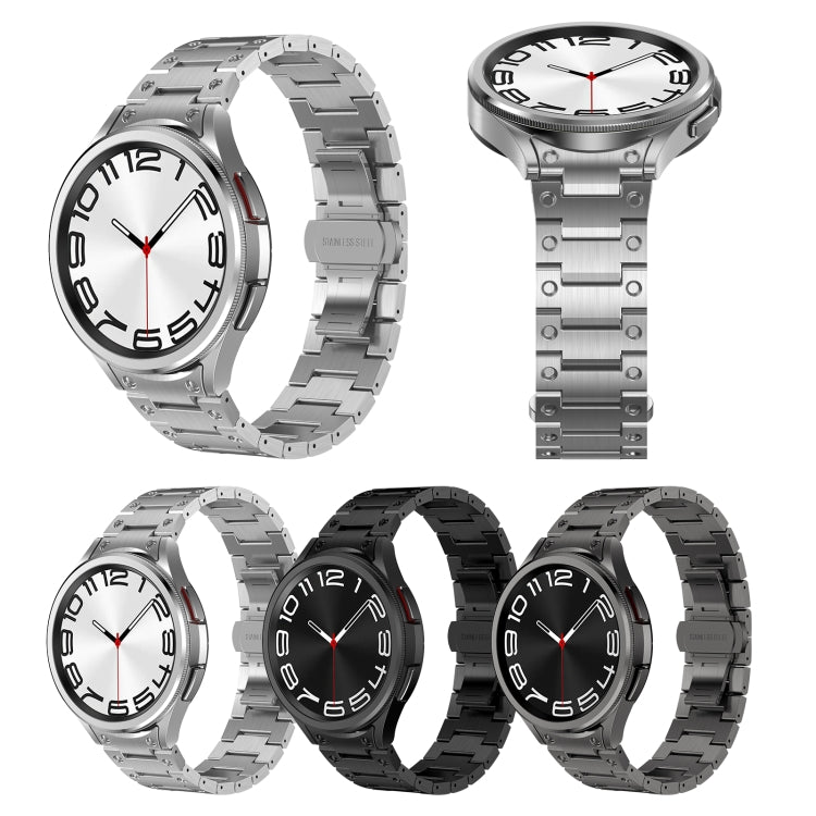 For Samsung Galaxy Watch 5 40 / 44mm Dual Circle Curved Connection Stainless Steel Watch Band(Gray) - Watch Bands by PMC TechLife | Online Shopping South Africa | PMC TechLife