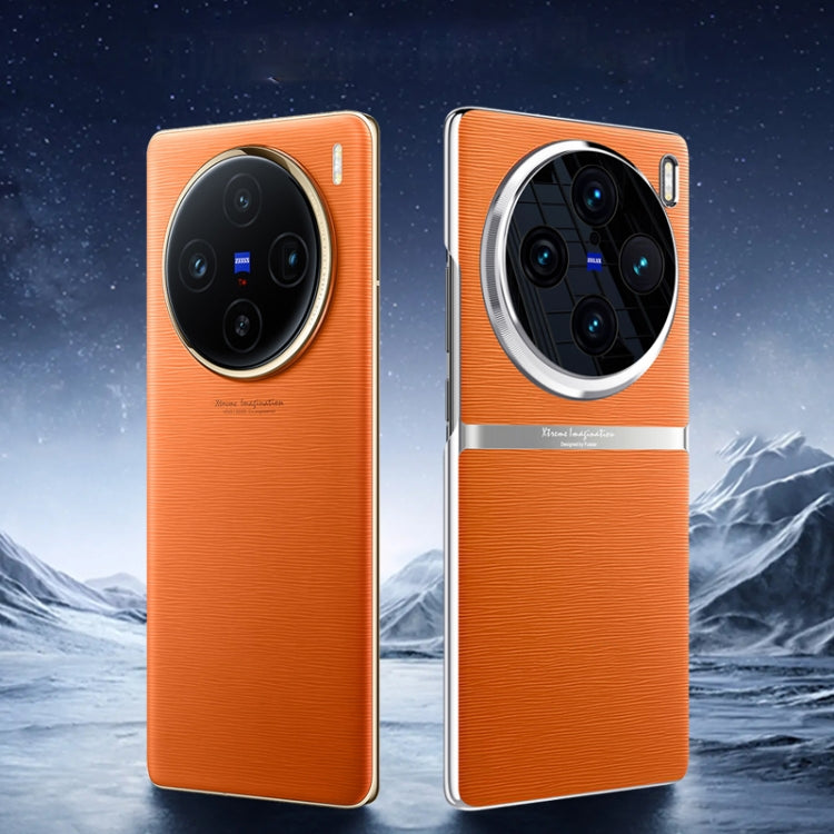 For vivo X100 Pro Electroplating Plain-leather All-inclusive Shockproof Phone Case(White) - X100 Pro Cases by PMC TechLife | Online Shopping South Africa | PMC TechLife | Buy Now Pay Later Mobicred