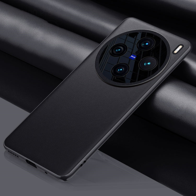 For vivo X100 Pro Plain-leather All-inclusive Shockproof Phone Case(Black) - X100 Pro Cases by PMC TechLife | Online Shopping South Africa | PMC TechLife