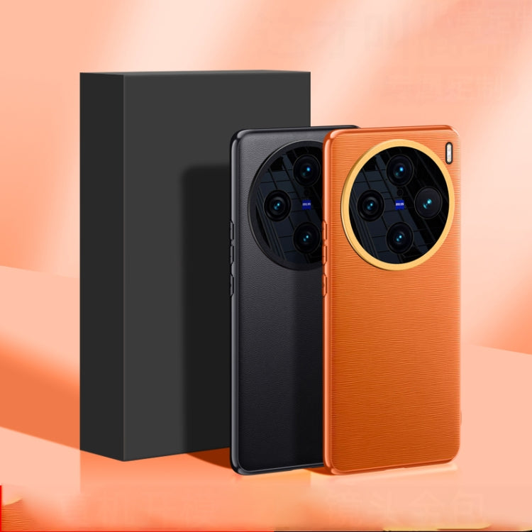 For vivo X100 Pro Plain-leather All-inclusive Shockproof Phone Case(White) - vivo Cases by PMC TechLife | Online Shopping South Africa | PMC TechLife | Buy Now Pay Later Mobicred