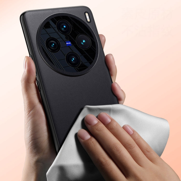 For vivo X100 Pro Plain-leather All-inclusive Shockproof Phone Case(White) - vivo Cases by PMC TechLife | Online Shopping South Africa | PMC TechLife | Buy Now Pay Later Mobicred