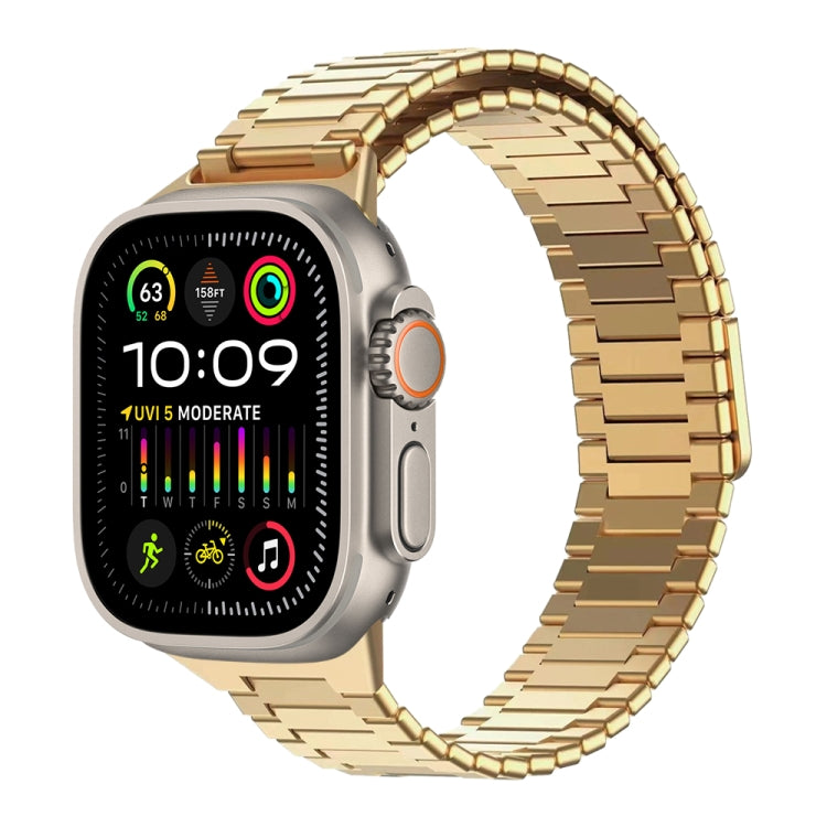 For Apple Watch Ultra 2 49mm Bamboo Magnetic Stainless Steel Metal Watch Strap(Gold) - Watch Bands by PMC TechLife | Online Shopping South Africa | PMC TechLife