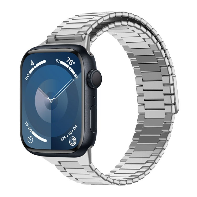 For Apple Watch Series 9 45mm Bamboo Magnetic Stainless Steel Metal Watch Strap(Silver) - Watch Bands by PMC TechLife | Online Shopping South Africa | PMC TechLife