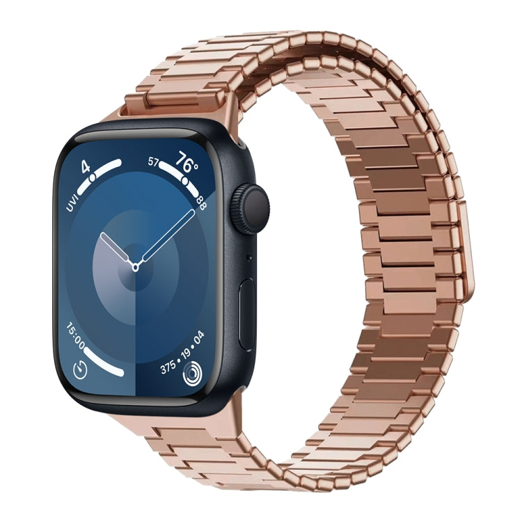 For Apple Watch Series 9 45mm Bamboo Magnetic Stainless Steel Metal Watch Strap(Rose Gold) - Watch Bands by PMC TechLife | Online Shopping South Africa | PMC TechLife