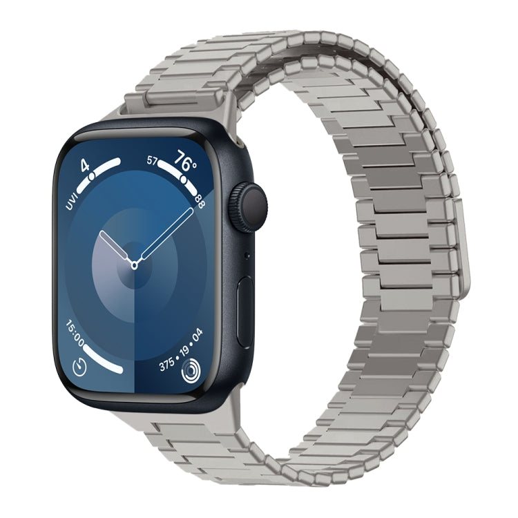 For Apple Watch Series 9 41mm Bamboo Magnetic Stainless Steel Metal Watch Strap(Titanium Color) - Watch Bands by PMC TechLife | Online Shopping South Africa | PMC TechLife