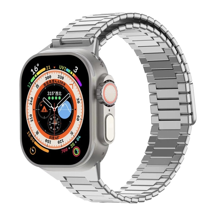 For Apple Watch Ultra 49mm  Bamboo Magnetic Stainless Steel Metal Watch Strap(Silver) - Watch Bands by PMC TechLife | Online Shopping South Africa | PMC TechLife