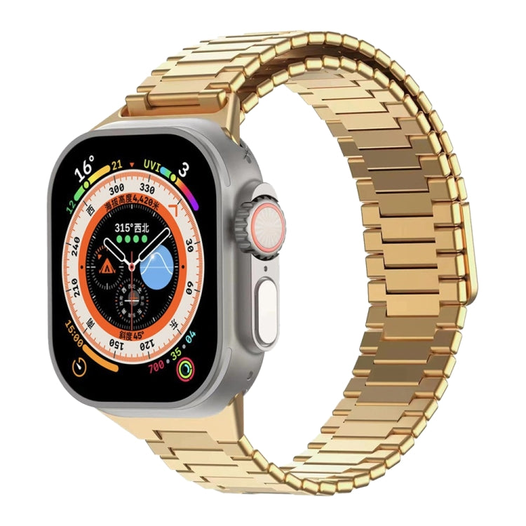 For Apple Watch Ultra 49mm  Bamboo Magnetic Stainless Steel Metal Watch Strap(Gold) - Watch Bands by PMC TechLife | Online Shopping South Africa | PMC TechLife