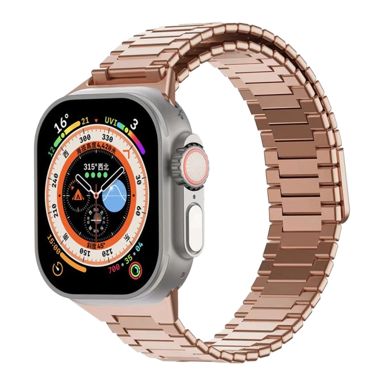 For Apple Watch Ultra 49mm  Bamboo Magnetic Stainless Steel Metal Watch Strap(Rose Gold) - Watch Bands by PMC TechLife | Online Shopping South Africa | PMC TechLife