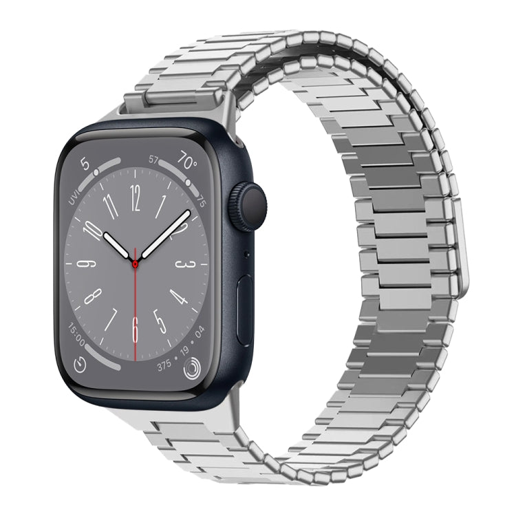For Apple Watch Series 8 45mm Bamboo Magnetic Stainless Steel Metal Watch Strap(Silver) - Watch Bands by PMC TechLife | Online Shopping South Africa | PMC TechLife