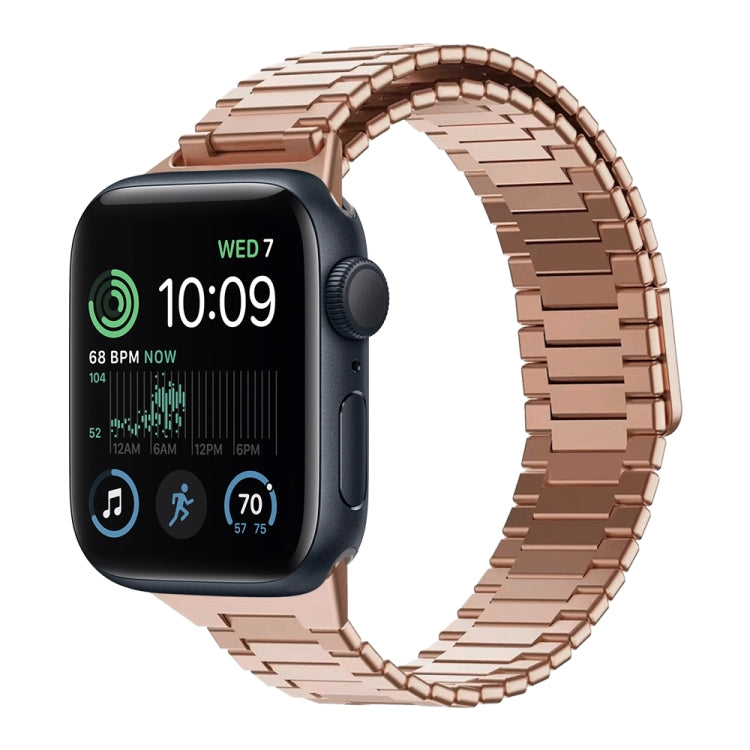 For Apple Watch SE 2022 40mm Bamboo Magnetic Stainless Steel Metal Watch Strap(Rose Gold) - Watch Bands by PMC TechLife | Online Shopping South Africa | PMC TechLife