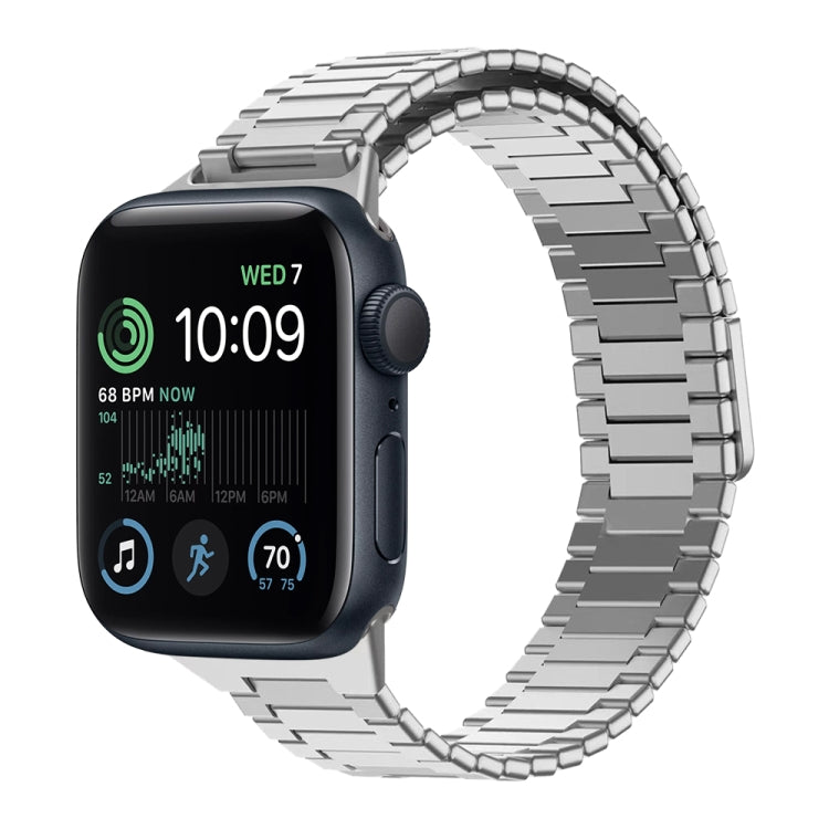 For Apple Watch SE 2022 44mm Bamboo Magnetic Stainless Steel Metal Watch Strap(Silver) - Watch Bands by PMC TechLife | Online Shopping South Africa | PMC TechLife