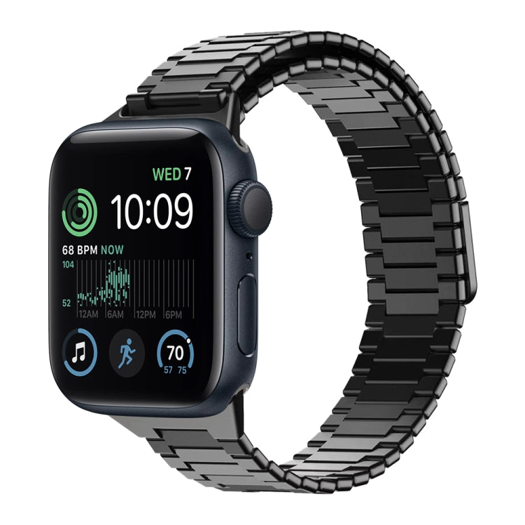 For Apple Watch SE 2022 44mm Bamboo Magnetic Stainless Steel Metal Watch Strap(Black) - Watch Bands by PMC TechLife | Online Shopping South Africa | PMC TechLife | Buy Now Pay Later Mobicred