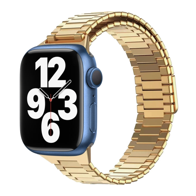 For Apple Watch Series 7 41mm Bamboo Magnetic Stainless Steel Metal Watch Strap(Gold) - Watch Bands by PMC TechLife | Online Shopping South Africa | PMC TechLife