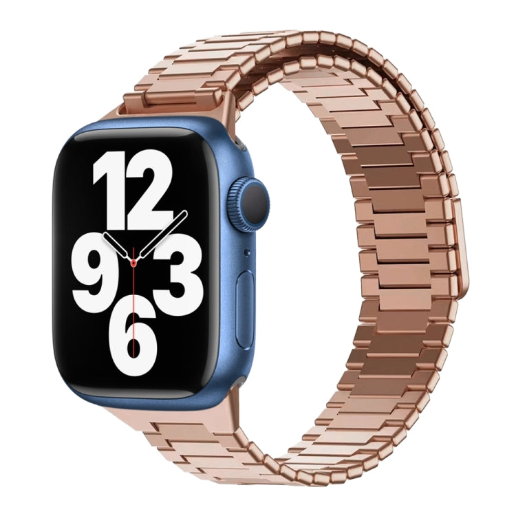 For Apple Watch Series 7 41mm Bamboo Magnetic Stainless Steel Metal Watch Strap(Rose Gold) - Watch Bands by PMC TechLife | Online Shopping South Africa | PMC TechLife