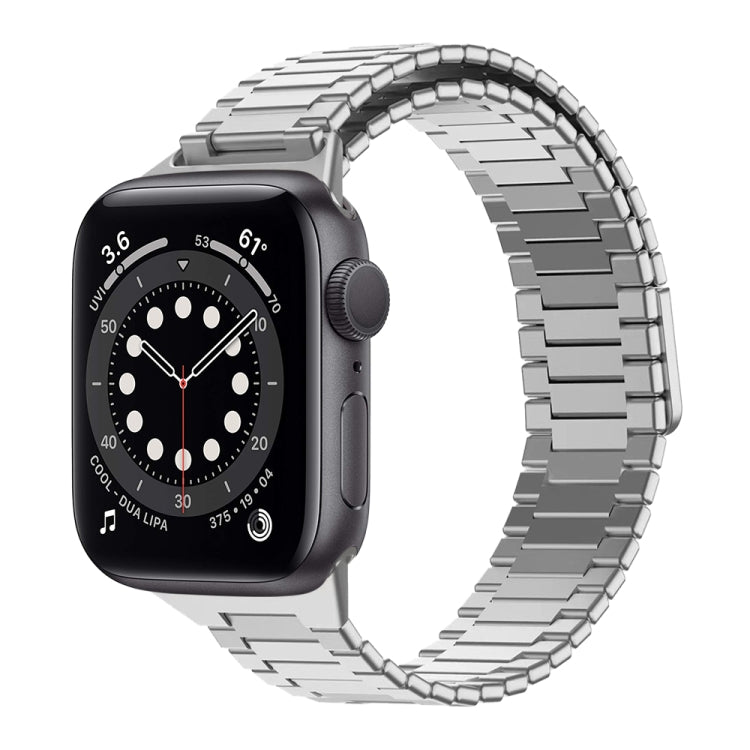 For Apple Watch Series 6 40mm Bamboo Magnetic Stainless Steel Metal Watch Strap(Silver) - Watch Bands by PMC TechLife | Online Shopping South Africa | PMC TechLife