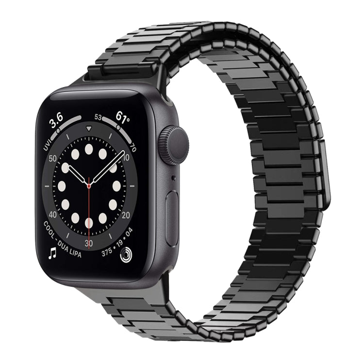 For Apple Watch Series 6 44mm Bamboo Magnetic Stainless Steel Metal Watch Strap(Black) - Watch Bands by PMC TechLife | Online Shopping South Africa | PMC TechLife