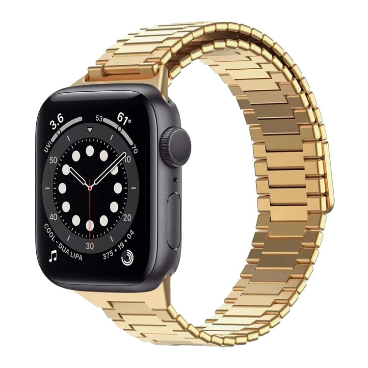 For Apple Watch Series 6 44mm Bamboo Magnetic Stainless Steel Metal Watch Strap(Gold) - Watch Bands by PMC TechLife | Online Shopping South Africa | PMC TechLife