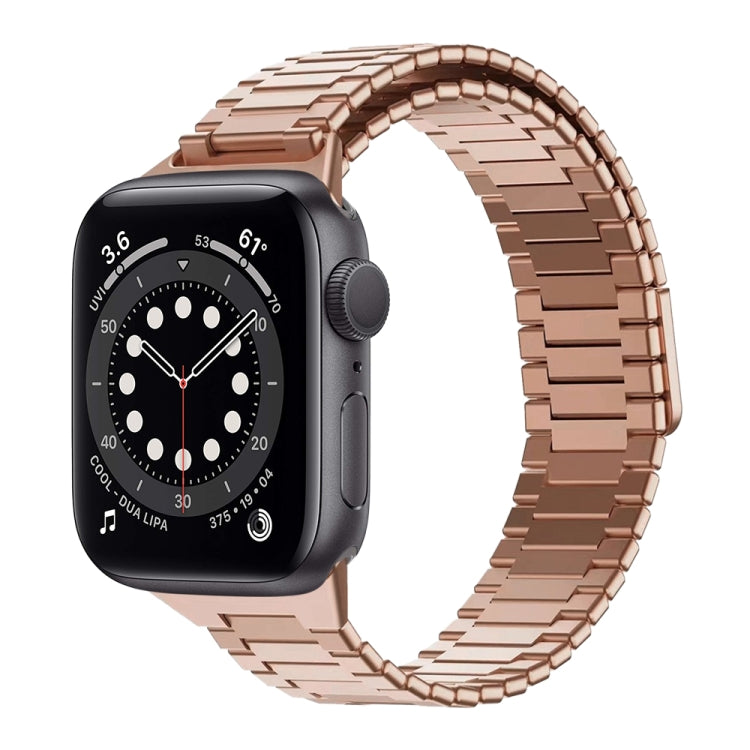 For Apple Watch Series 6 44mm Bamboo Magnetic Stainless Steel Metal Watch Strap(Rose Gold) - Watch Bands by PMC TechLife | Online Shopping South Africa | PMC TechLife