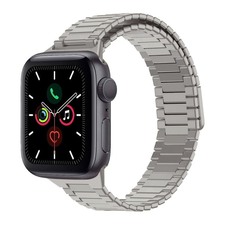 For Apple Watch Series 5 44mm Bamboo Magnetic Stainless Steel Metal Watch Strap(Titanium Color) - free shipping - PMC TechLife - Order now!