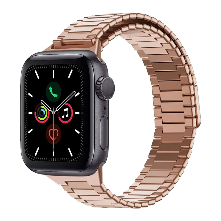 For Apple Watch Series 5 44mm Bamboo Magnetic Stainless Steel Metal Watch Strap(Rose Gold) - Watch Bands by PMC TechLife | Online Shopping South Africa | PMC TechLife