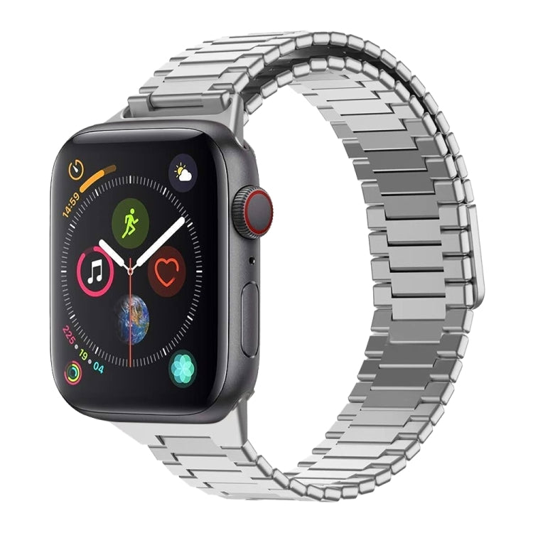 For Apple Watch Series 4 44mm Bamboo Magnetic Stainless Steel Metal Watch Strap(Silver) - Watch Bands by PMC TechLife | Online Shopping South Africa | PMC TechLife