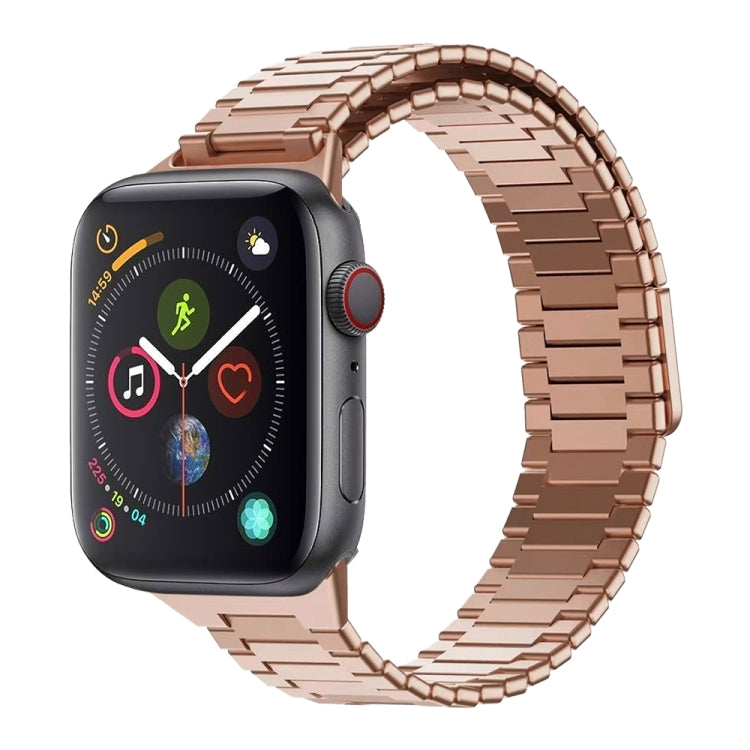 For Apple Watch Series 4 44mm Bamboo Magnetic Stainless Steel Metal Watch Strap(Rose Gold) - Watch Bands by PMC TechLife | Online Shopping South Africa | PMC TechLife