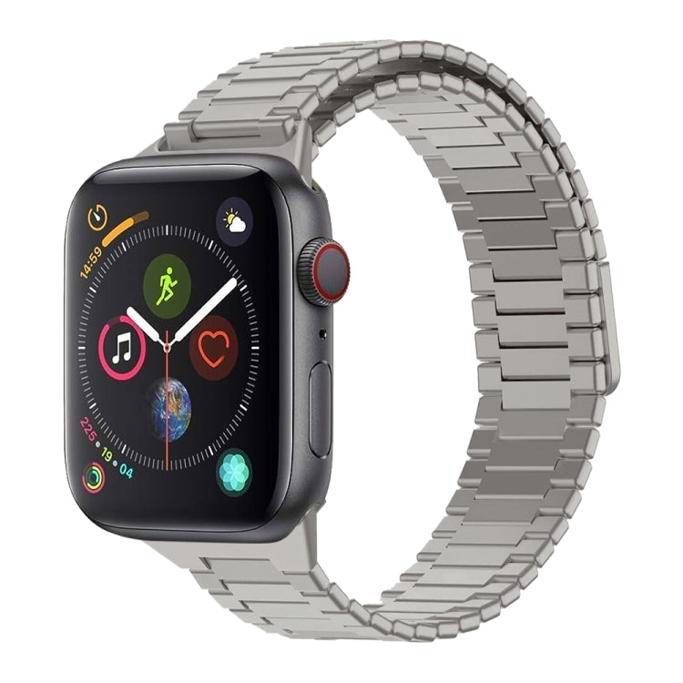 For Apple Watch Series 4 40mm Bamboo Magnetic Stainless Steel Metal Watch Strap(Titanium Color) - Watch Bands by PMC TechLife | Online Shopping South Africa | PMC TechLife