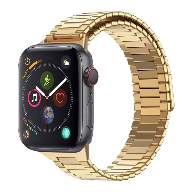 For Apple Watch Series 4 40mm Bamboo Magnetic Stainless Steel Metal Watch Strap(Gold) - Watch Bands by PMC TechLife | Online Shopping South Africa | PMC TechLife