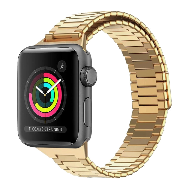 For Apple Watch Series 3 38mm Bamboo Magnetic Stainless Steel Metal Watch Strap(Gold) - Watch Bands by PMC TechLife | Online Shopping South Africa | PMC TechLife