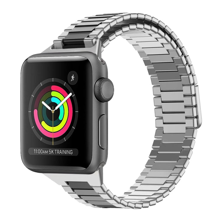 For Apple Watch Series 3 42mm Bamboo Magnetic Stainless Steel Metal Watch Strap(Silver Black) - Watch Bands by PMC TechLife | Online Shopping South Africa | PMC TechLife