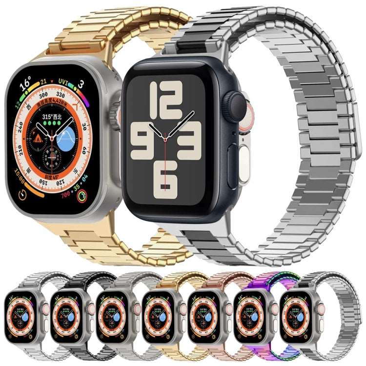 For Apple Watch Series 7 41mm Bamboo Magnetic Stainless Steel Metal Watch Strap(Titanium Color) - Watch Bands by PMC TechLife | Online Shopping South Africa | PMC TechLife