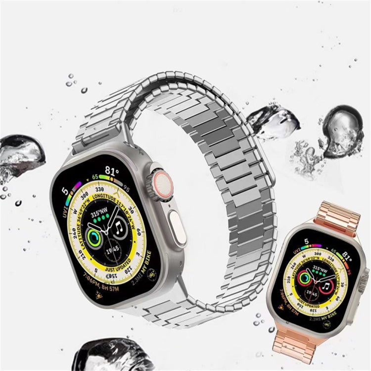 For Apple Watch Series 9 45mm Bamboo Magnetic Stainless Steel Metal Watch Strap(Silver) - Watch Bands by PMC TechLife | Online Shopping South Africa | PMC TechLife