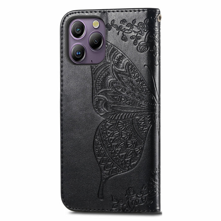 For Blackview A96 Butterfly Love Flower Embossed Leather Phone Case(Black) - More Brand by PMC TechLife | Online Shopping South Africa | PMC TechLife
