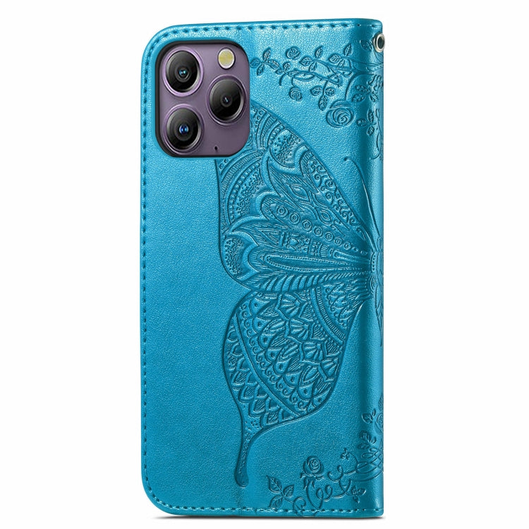 For Blackview A96 Butterfly Love Flower Embossed Leather Phone Case(Blue) - More Brand by PMC TechLife | Online Shopping South Africa | PMC TechLife