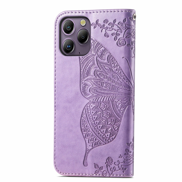 For Blackview A96 Butterfly Love Flower Embossed Leather Phone Case(Light Purple) - More Brand by PMC TechLife | Online Shopping South Africa | PMC TechLife | Buy Now Pay Later Mobicred