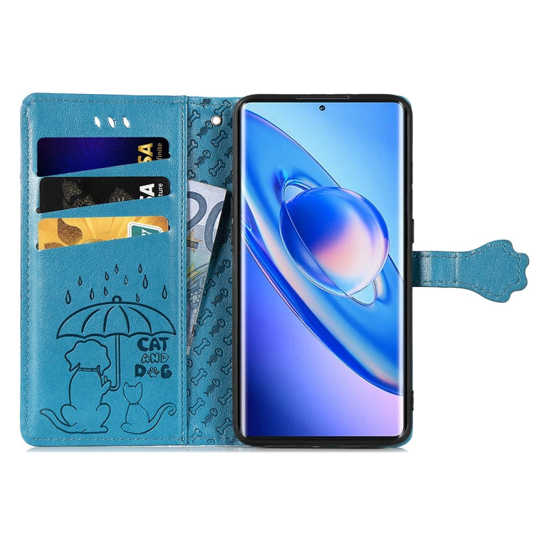 For Blackview A200 Pro Cat and Dog Embossed Leather Phone Case(Blue) - More Brand by PMC TechLife | Online Shopping South Africa | PMC TechLife