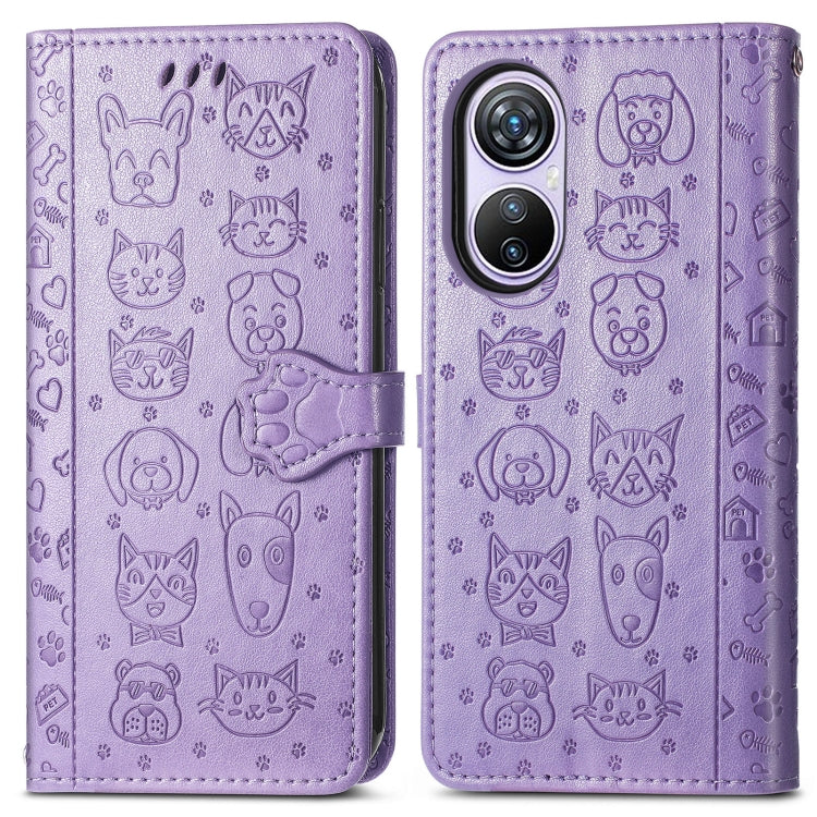 For Blackview A200 Pro Cat and Dog Embossed Leather Phone Case(Purple) - More Brand by PMC TechLife | Online Shopping South Africa | PMC TechLife
