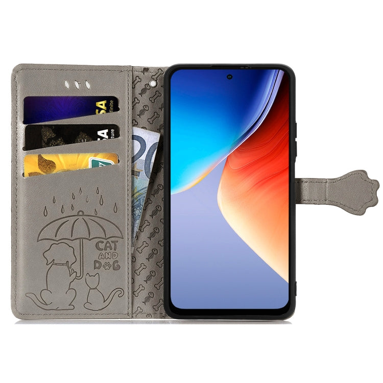 For Blackview A96 Cat and Dog Embossed Leather Phone Case(Grey) - More Brand by PMC TechLife | Online Shopping South Africa | PMC TechLife